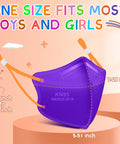 Kids KN95 Masks 50 Pack 5 Layer Disposable Face Masks In Multicolor Purple with Adjustable Ear Loops for Boys and Girls