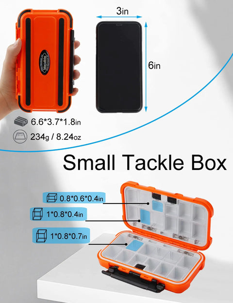 Small Kayak Tackle Box Waterproof Mini Lure Box With Sealed Rubber Gasket Portable Hook Organizer For Kayak Fishing