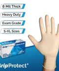 Heavy Duty 8 Mil Latex Gloves Powder Free 100 Count Thick Disposable Gloves shown on hand for exam use.