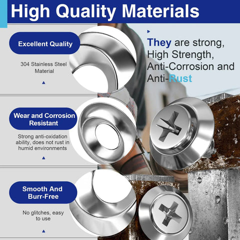Heavy Duty Stainless Steel Countersunk Washer Assortment Kit Featuring 280 Pieces Across Seven Top Shelf Hardware Sizes, showcasing 304 stainless steel material.