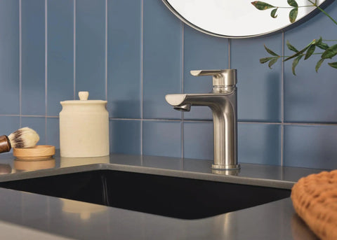 Flute Bathroom Faucet Brushed Nickel Fits 1 or 3 Hole 4 Inch Installations With Optional Base Plate ADA Compliant WaterSense Certified