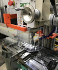 Heavy Duty Drill Press Guard OSHA Shield For 4 To 6.5 Inch Columns on drill press showing Lexan shield installed
