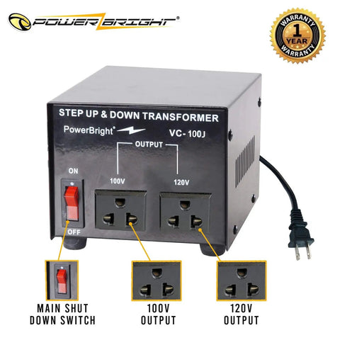 Beefy 2000W Voltage Transformer For Japan And US Step Up And Step Down Converter with outlets and power switch front view