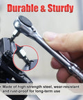 Using Bike Repair Kit 13 in 1 Mini Ratchet Wrench Set With 11 Bits on bicycle component, close-up view
