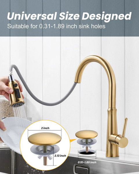 Hassle Free Brass Kitchen Sink Hole Cover With Sharp Brushed Gold Finish And Top Notch Rust Proof Metal Plug For Faucets And Taps Zero Fuss Installation Keeps Your Basins Looking Clean And Completely Solid As A Rock Year After Year