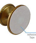 4 Pack Self Adhesive Drawer Knobs Mini Handles For Kitchen Cabinets And Doors Champagne Finish Painted Stainless Steel, showing adhesive back