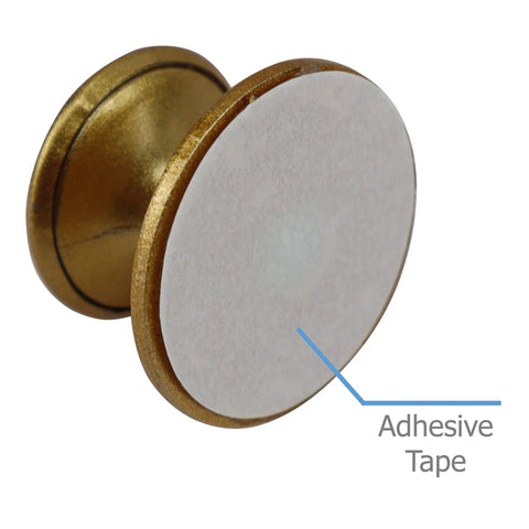 4 Pack Self Adhesive Drawer Knobs Mini Handles For Kitchen Cabinets And Doors Champagne Finish Painted Stainless Steel, showing adhesive back