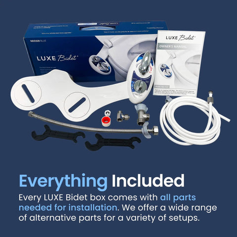Warm Water Bidet Attachment With Dual Nozzles Self Cleaning Non Electric Toilet Seat Attachment Easy Install Adjustable Water Pressure Rear And Feminine Wash Blue with installation kit included