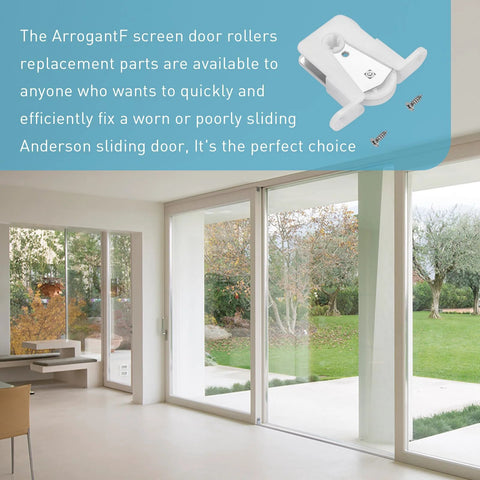 Sliding Screen Door Roller Replacement Kit for Older Andersen Systems Part 1274104 with adjustable height in modern room