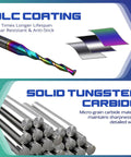 10 Pcs Pro Grade DLC Coated CNC Router Bit Set For Wood And PVC Engraving, 1/8 In Shank Upcut End Mills Solid Carbide