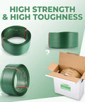 Real Deal 5/8 By 1049 Feet Polyester Pet Strapping Roll Built Different For Heavy Duty Packaging Palletizing 1100 Pound Break Tension, three rolls displayed.
