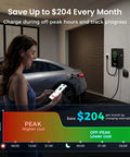 Image showing Plug And Play 40 Amp Level Two EV Charger Nema 14 50p 9.6kW J1772 Home Charging Station in garage with user accessing app.