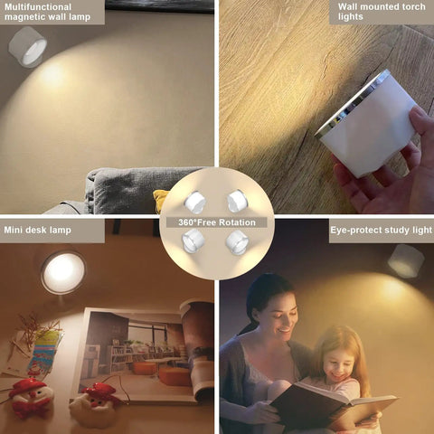 LED Wall Mounted Reading Lights Dope 2 Pack Cordless Magnetic Wall Sconce with Remote featuring 360 Degree Rotating Design in Home Settings