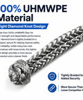 2Pcs Synthetic Soft Shackle One Half Inch By Twenty Two Inch, 56,000 Lb Breaking Strength, Gray, UHMW Polyethylene Knot Design