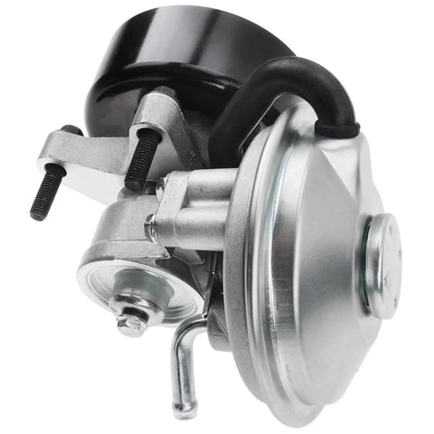 Upgrade Your Ride With This Tough Vacuum Pump Built For Ford Econoline Super Duty Trucks From Nineteen Ninety Six Through Nineteen Ninety Nine Includes All Hardware For Quick No Fuss Diy Swap And Solid Performance, showing sturdy silver pump with black housing.