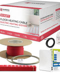 10 Sq Ft Electric Radiant Floor Heating Kit With 40 Ft Cable, 120V Heated Tile Floor System, UWG5 Programmable Thermostat Visible