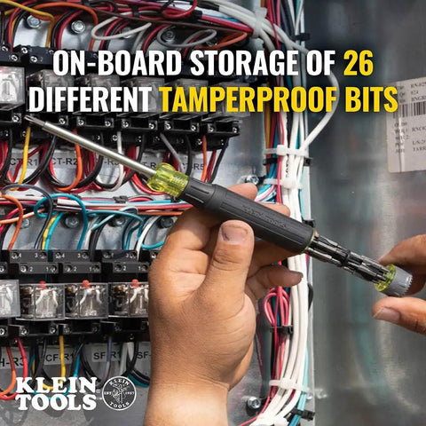 Person using 27 In 1 Precision Screwdriver Set With Onboard Storage And Rare Earth Magnet, 26 Precision Bits Plus A 3.5 Mm Nut Driver