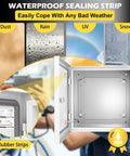 Heavy Duty Steel Electrical Junction Box 12X10X8 Inch IP66 Waterproof And Dustproof Outdoor Indoor Project Enclosure With Mounting Plate showing sealing strip and features.