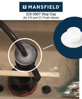 Heavy Duty White Stop Lock Cap For Toilet Flush Valves 225 5907 210 211 installed on flush valve with clear view of design.