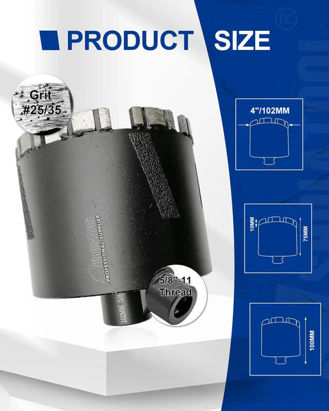 4 inch Diamond Core Drill Bits heavy duty for hard stone concrete marble granite brick laser welded dry or wet hole saws