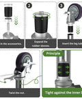 OK5STAR 4-inch prep table casters set of 4 with brakes; expanding stem adapters for 1-1/2"–1-5/8" leg tubes.