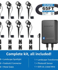 All In One Outdoor Landscape Lighting Kit For Easy No Fuss Setup 8 Pack Low Voltage Uplights with 60W Transformer 65ft Wire