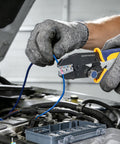 Mechanic using 7 Piece Beefed-Up Pro Grade Quick Change Crimping Tool Set With Ratcheting Wire Crimper And 7 Die Sets for wiring