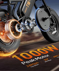Image showing the 1000W peak motor mechanism of the Beastly 1000W Peak Motor Fat Tire Electric Bike For Adults And Teens