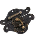Vintage Wooden Box Latches With No Fuss Installation Kit And Screws For Jewelry Boxes And Tool Organizers 47x37mm, classic zinc alloy latch front view