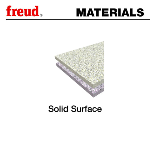 Solid surface material sample used with Heavy Duty 1/2 Inch Flush Trim Upcut Router Bit With Tico Hi-Density Carbide.