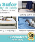 Elderly person standing on 72 By 24 Inch Bedside Fall Safety Mat For Elderly And Disabled, beside bed with non-slip cushion surface.