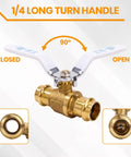 No Sweat 3/4 Full Port Press Ball Valve For Pure Household Water with long turn handle, brass material for easy plumbing.