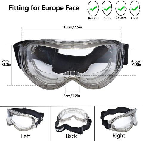 Over Glasses Safety Goggles For Men And Women Anti Fog And Anti Scratch HD Lens ANSI Z87 And EN166 Approved Eye Protection