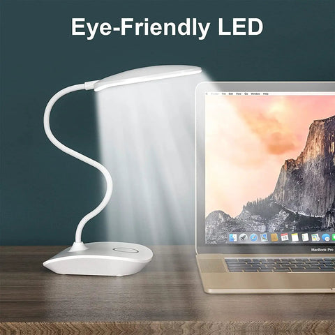 Rechargeable Battery Operated LED Desk Lamp With Flexible Gooseneck Cordless Light for home office shown on desk
