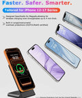 Magnetic Wireless Charging Stand For iPhone 12 Through 17 Series Onyx Black With Ultra Strong N52 Magnets, phone on stand charging