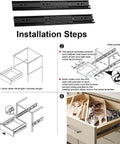 Installation steps for Heavy Duty Drawer Slides 10 To 22 Inch Ball Bearing Full Extension 3 Section Rails 1 Pair Metal Side Mount Drawer Rails