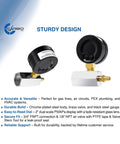 Workhorse Gas Test Pressure Gauge Assembly With Three Quarter Inch FNPT, 30 PSI And 200 kPa Dual Scale, Brass Valve, Chrome Plated Steel Body