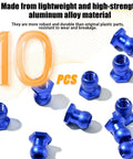 10 blue aluminum 5mm ball head nuts on white background, part of 5mm Ball Head Nuts 10 Pack Aluminum Alloy Upgrade Kit For 53640 RC Cars