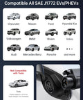 32A Level 2 EV Charger 240V 7.68kW Portable compatible with SAE J1772 EVs from various brands, not compatible with Tesla without adapter