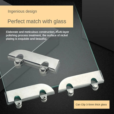 Full Extension Drawer Slides Set, Four-Piece Sliding Door Rail System For Cabinets And Glass, showing 5mm glass track clamp roller