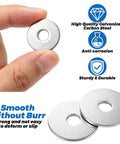 Hand holding a washer showing 400 Count Quarter Inch Inner Diameter Fender Washers One Inch Outer Diameter Zinc Plated One And A Half Millimeter Thick Flat Washers For Screws Hardware DIY Bulk Pack Great Value For DIY Projects