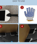Heavy Duty Furniture Gliders For Carpet That Let You Move Couches, Fridges And Heavy Gear Super Easy While Protecting Floor From Scratches And Wear Without Mess step-by-step guide with gliders and protective gloves on carpet