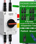 Foolproof Solar Pv Disconnect Switch 32 Amp Dc1500v Rapid Shutoff Isolator with connectors IP66 waterproof for rooftop systems.