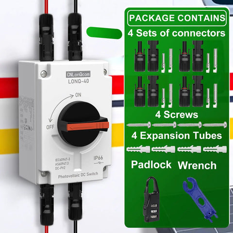 Foolproof Solar Pv Disconnect Switch 32 Amp Dc1500v Rapid Shutoff Isolator with connectors IP66 waterproof for rooftop systems.