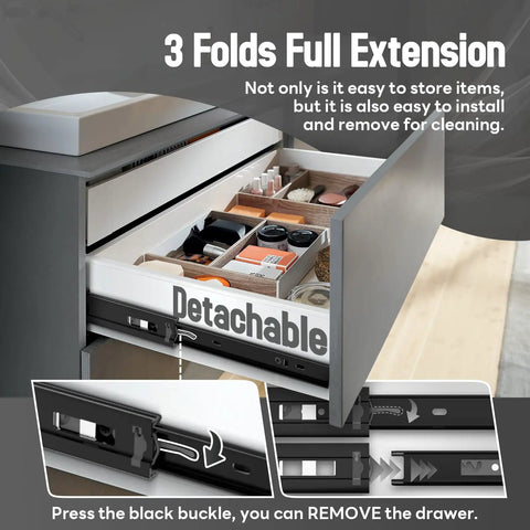 Soft Close Drawer Slides 1 Pair 12 To 24 Inch Full Extension Cabinet Runners With 100 Lb Load Capacity Side Mount Ball Bearing Metal Dresser Black 22 Inch, detached drawer slide mechanism