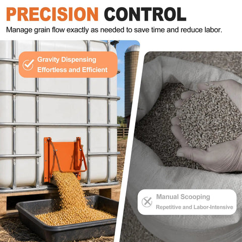 Heavy Duty Sliding Grain Gate For Ibc Tote With A Knockout Manual Flow Control Lever Built Tough From Top Shelf Alloy Steel dispensing grain efficiently.