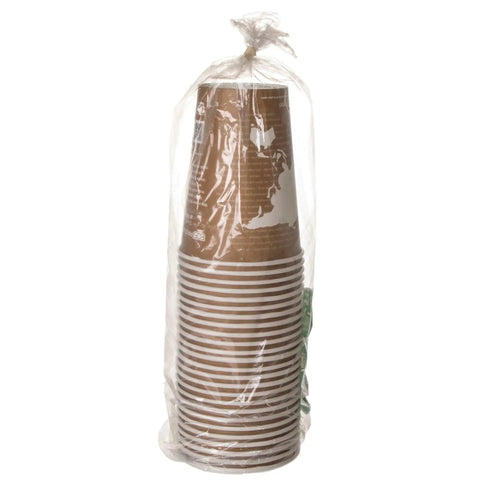 Compostable 32oz Lined Paper Bowls Case Of 500 stack in clear bag, brown round takeout bowls