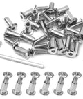 Top Shelf M6x20mm Hex Socket Cap Bolts With Barrel Nuts And Heavy Duty Carbon Steel Fastener Kit Plus M4 Allen Wrench Offering Corrosion Resistant Silver Hardware For Bike Builds And Custom Rides with bolts and wrench displayed.