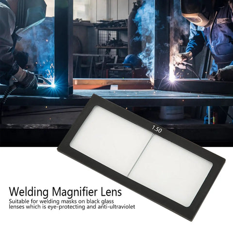 Badass 2X4.25 Universal Welding Cheater Lens With 1.5 Diopter Magnification For Standard Helmets on black glass