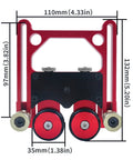 Rock Solid Bearing Roller Featherboards For Table Saw Aluminum double wheel feed guide shown from the front with dimensions.